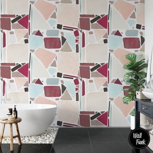 Carta da parati geometrica rimovibile, carta da parati adesiva temporanea attivata dall'acqua, decorazione murale geometrica, carta da parati geometrica rimovibile, G#86