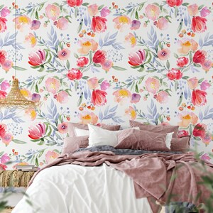Removable Floral Wallpaper, Floral Removable Wallpaper, Floral Wallpaper, Floral Removable Wallpaper, Watercolour Floral Wallpaper F#97