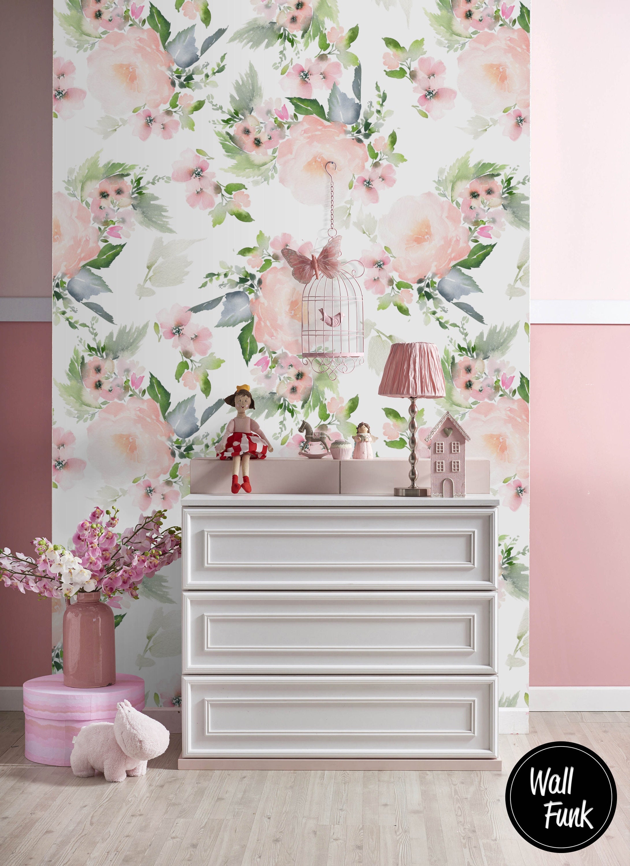 Floral Nursery Wallpaper Nursery Wallpaper Childrens Nursery Etsy UK