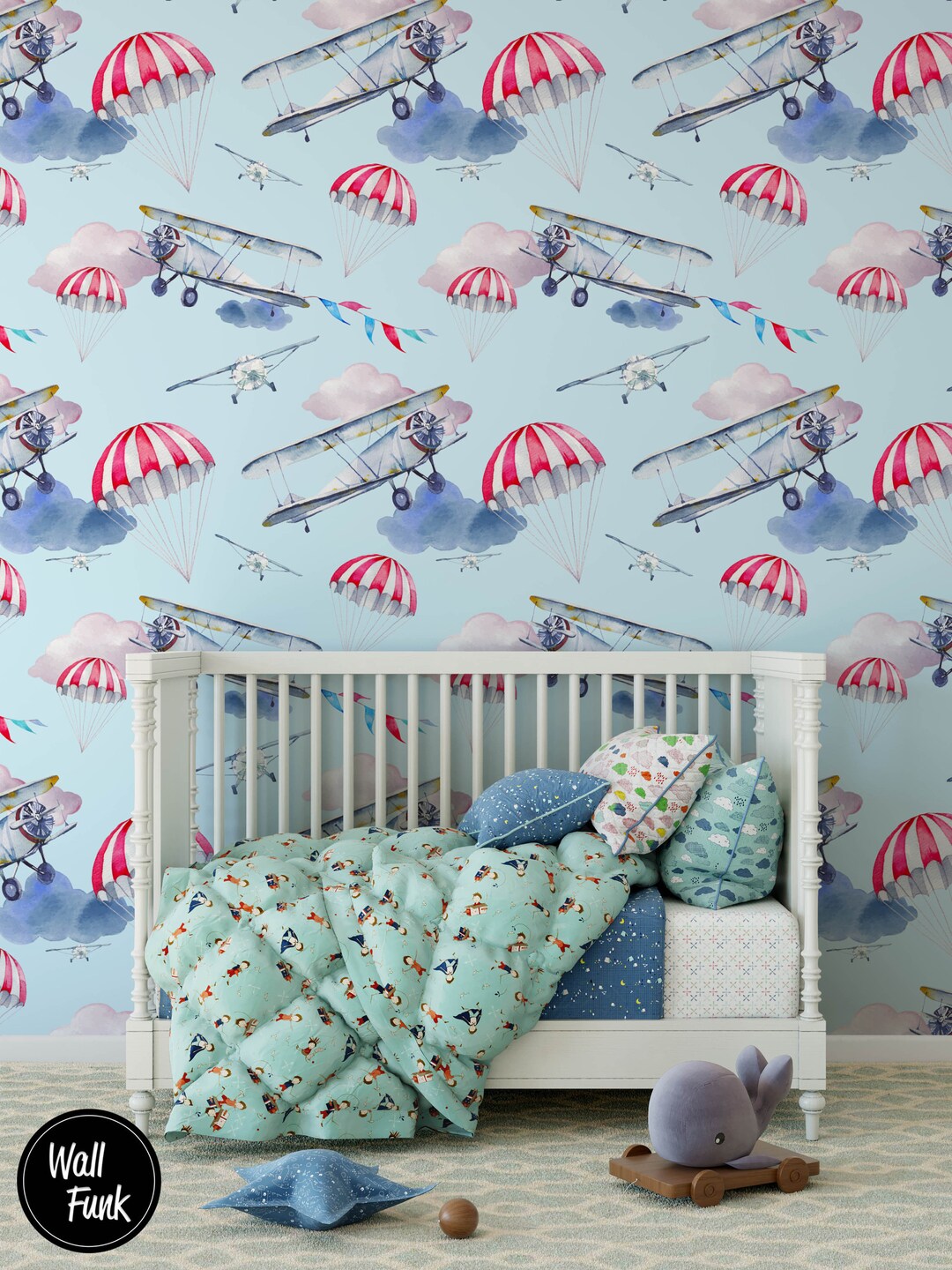 Airplane Nursery Wallpaper, Removable Childrens Nursery Wallpaper ...