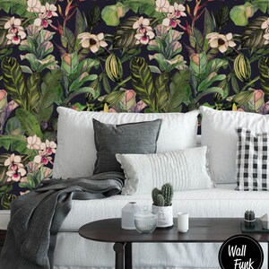 Dark Floral Wallpaper Removable Floral Wallpaper Floral | Etsy