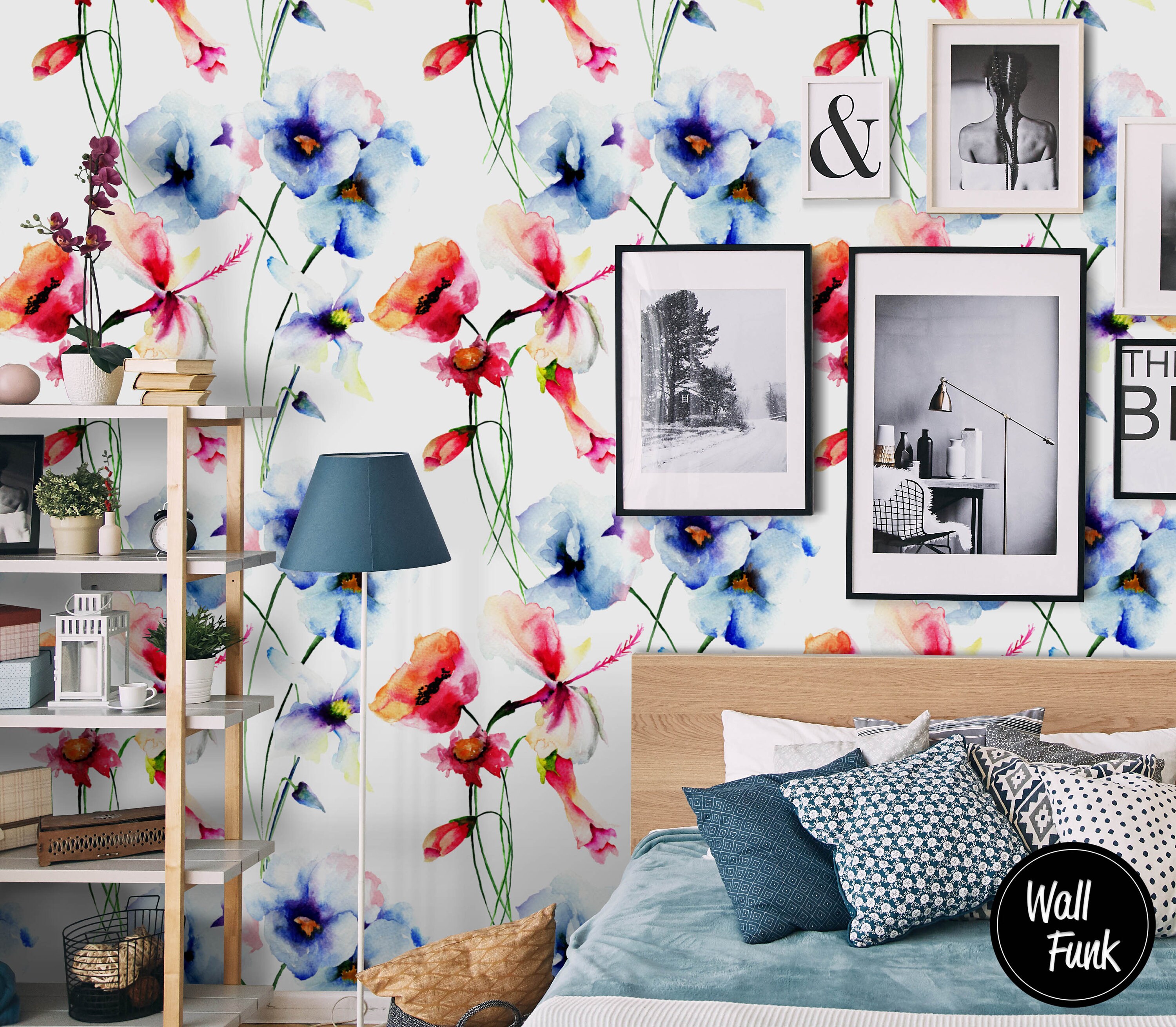 Poppy Floral Wallpaper Poppy Wallpaper Floral Wallpaper - Etsy UK