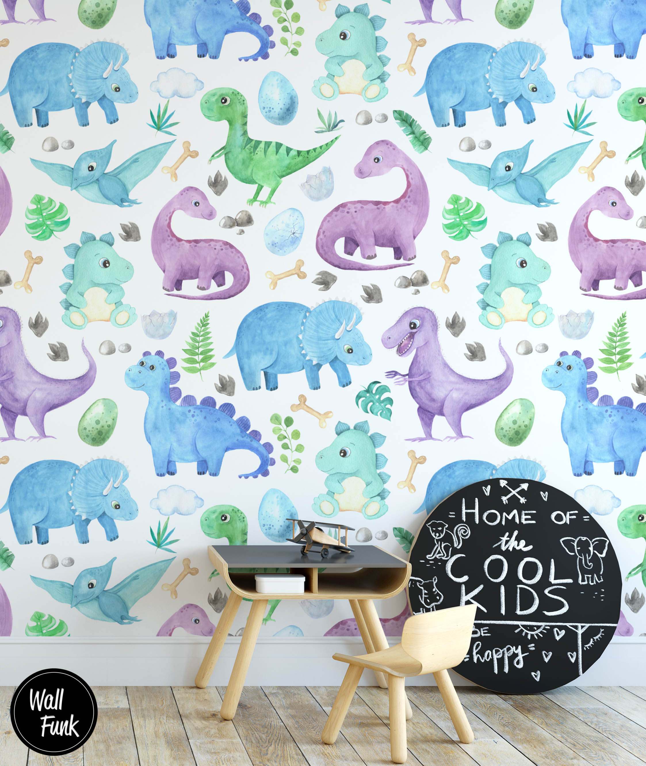 Dinosaur Wallpaper Removable Kids Wall Mural Nursery Custom Etsy UK