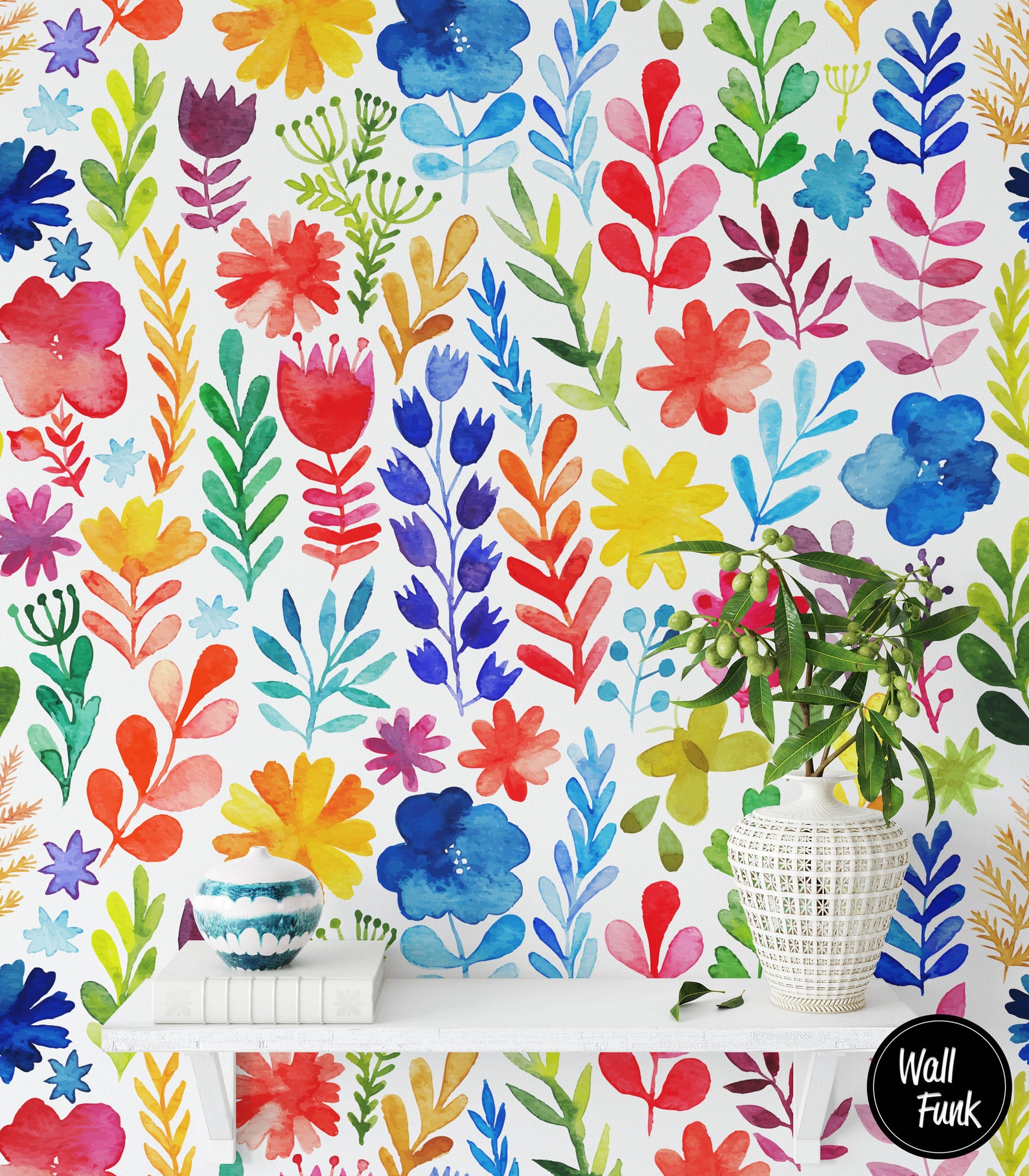 Watercolor Floral Wallpaper Floral Removable Wallpaper Etsy UK