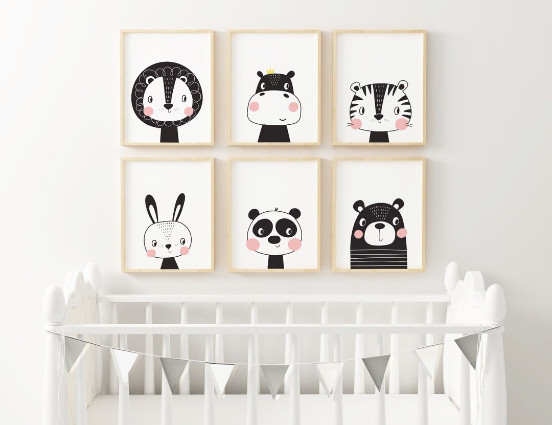 Safari Jungle Children's Wall Art Prints, Set of Six Nursery Animal ...