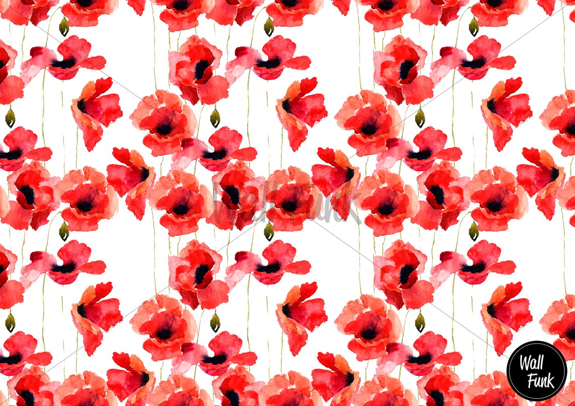 Poppy Floral Wallpaper Poppy Wallpaper Floral Wallpaper - Etsy UK