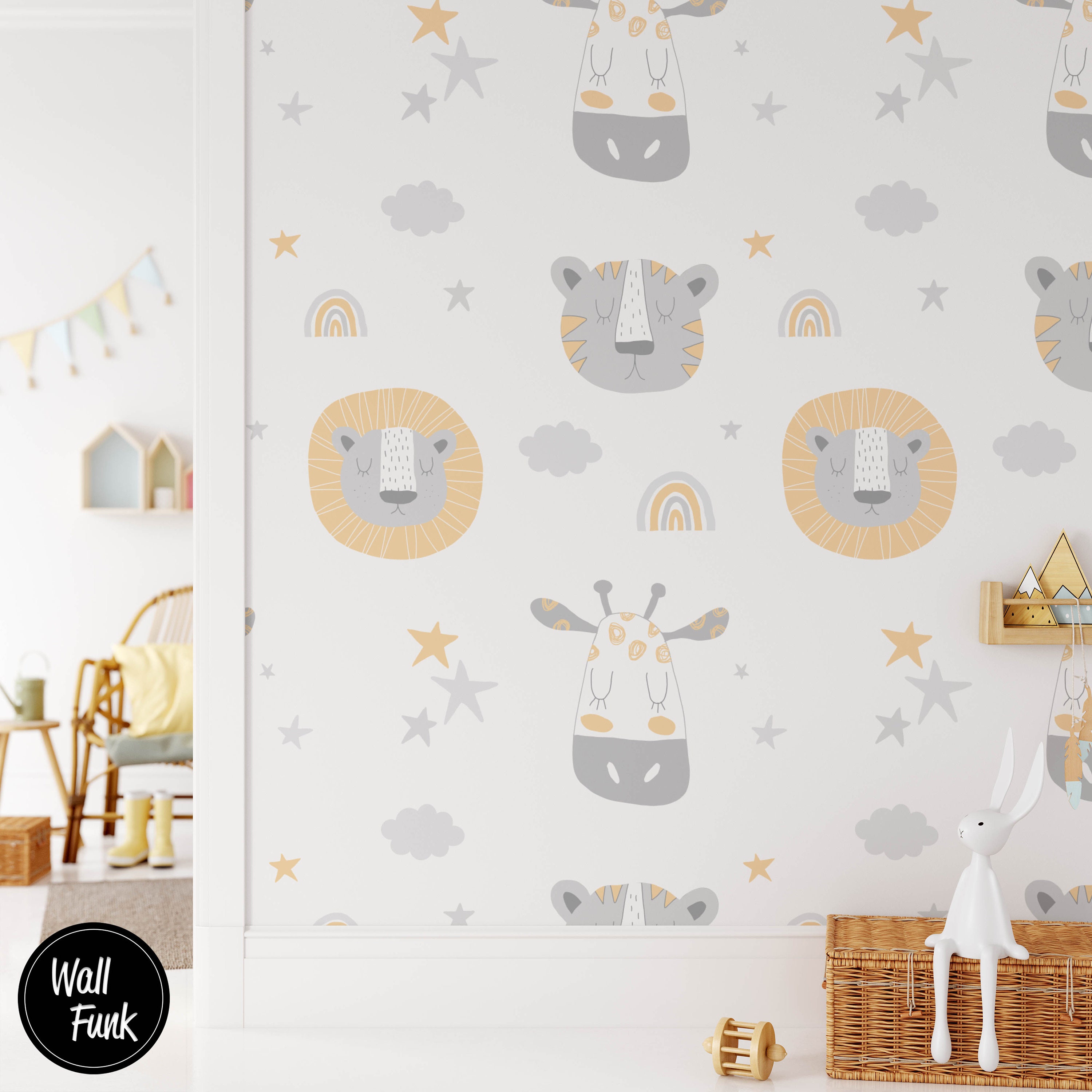 Safari Nursery Wallpaper Jungle Nursery Wallpaper Childrens Etsy