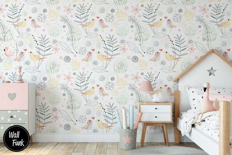 Floral Nursery Wallpaper Nursery Wallpaper Childrens Nursery Etsy UK