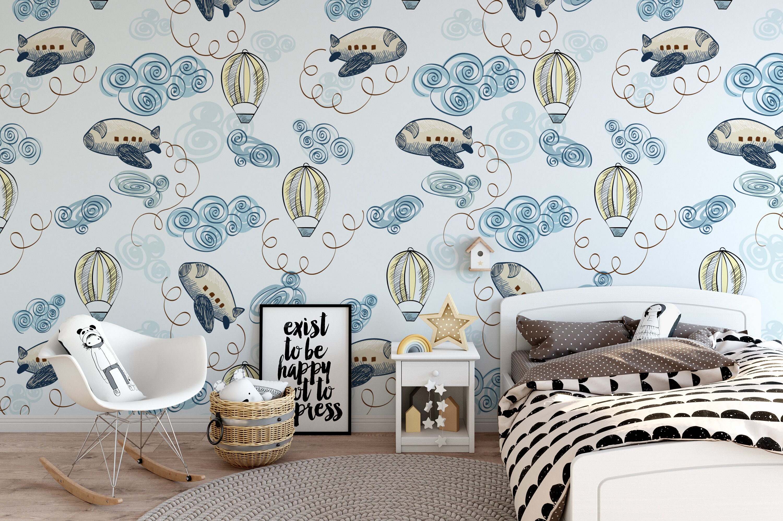 Airplane Nursery Wallpaper, Boys Bedroom Wallpaper, Nursery Wallpaper ...
