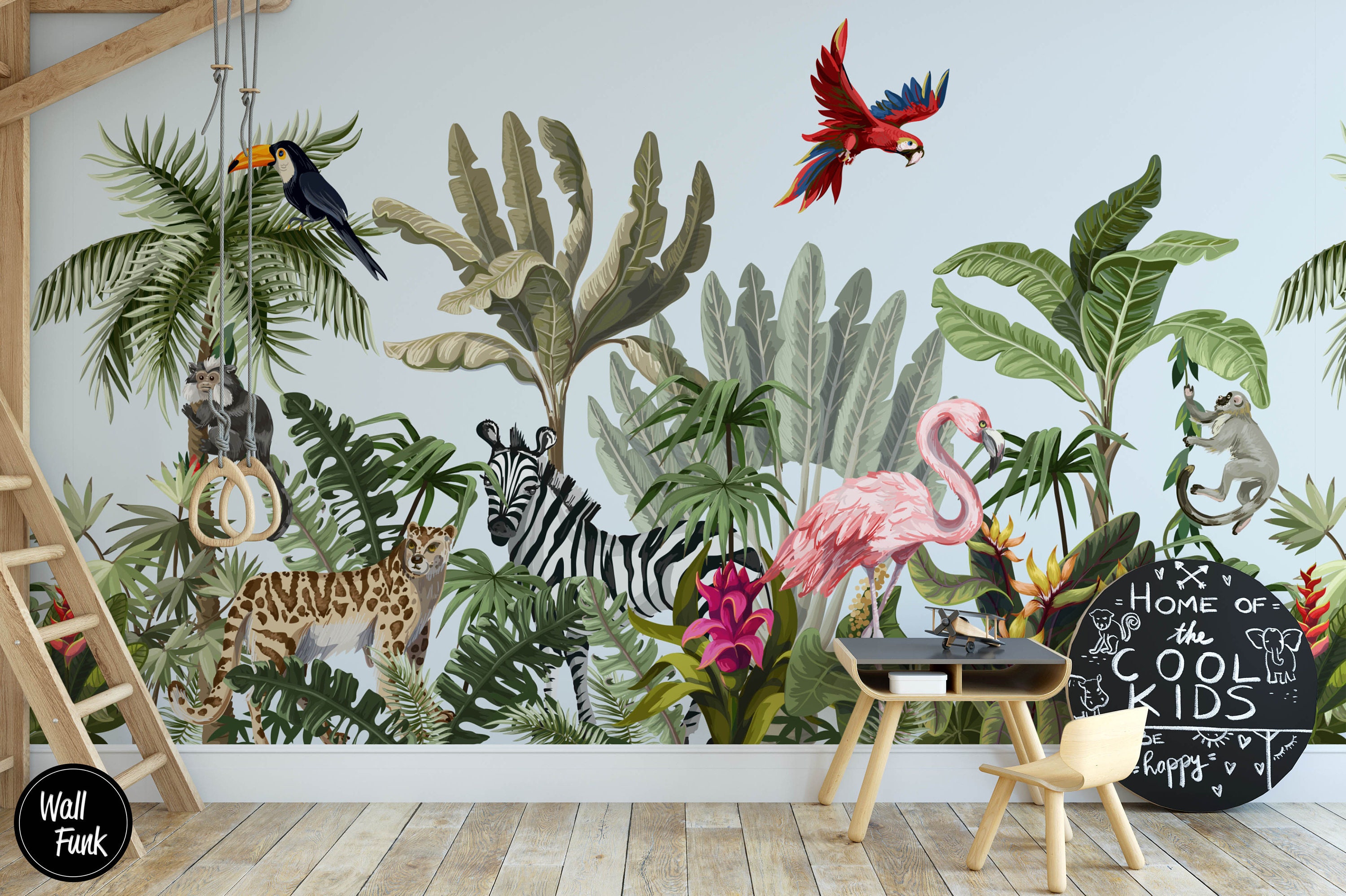 Safari Nursery Wallpaper Jungle Nursery Wallpaper Childrens Etsy UK
