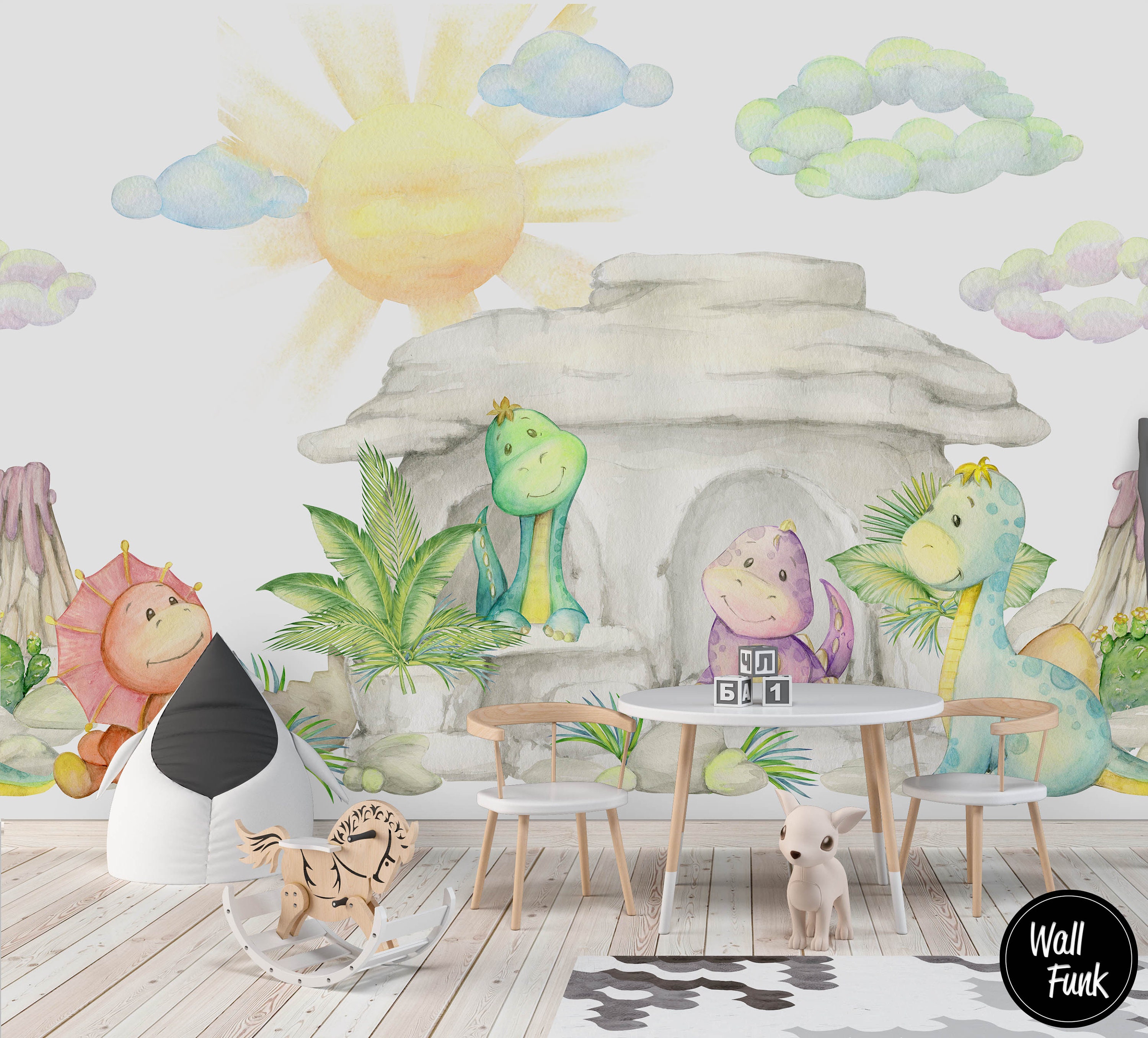 Dinosaur Wallpaper Removable Kids Wall Mural Nursery Custom Etsy UK