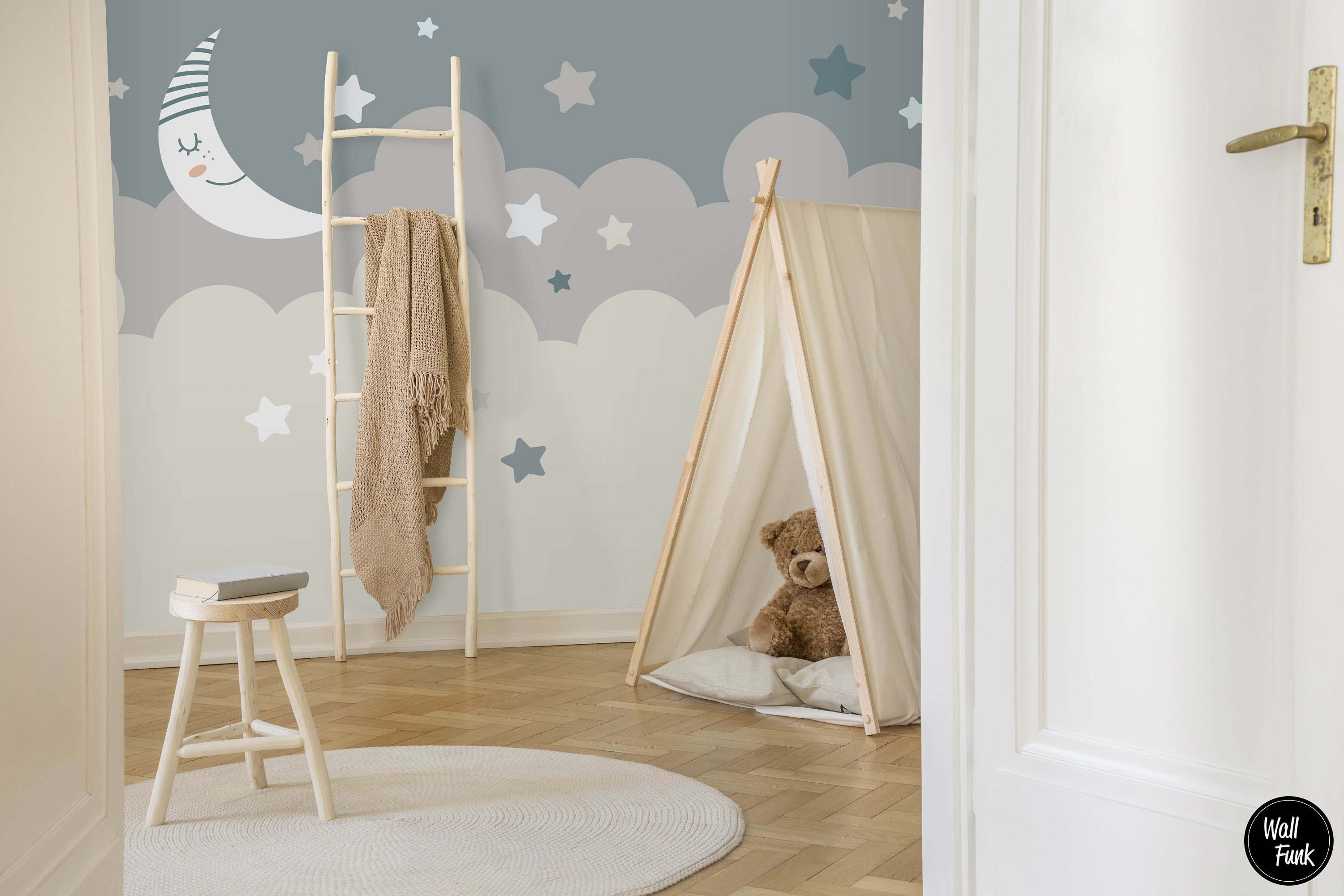 Stars and Moon Nursery Wallpaper Removable Nursery Wallpaper | Etsy UK