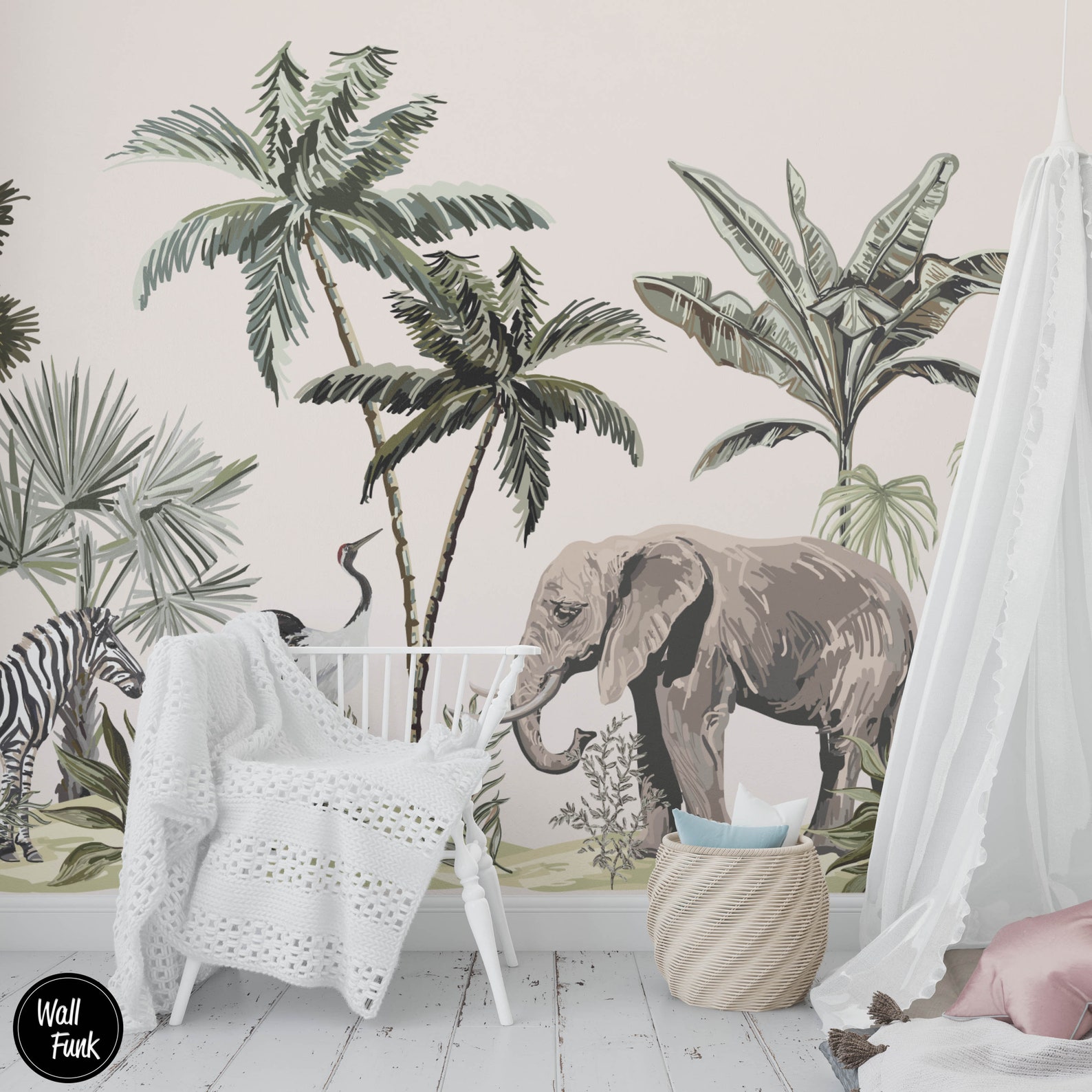 Safari Nursery Wallpaper Jungle Nursery Wallpaper Childrens - Etsy