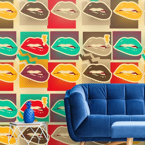 Pop Art Geometric Wallpaper Pop Art Wallpaper Removable Etsy