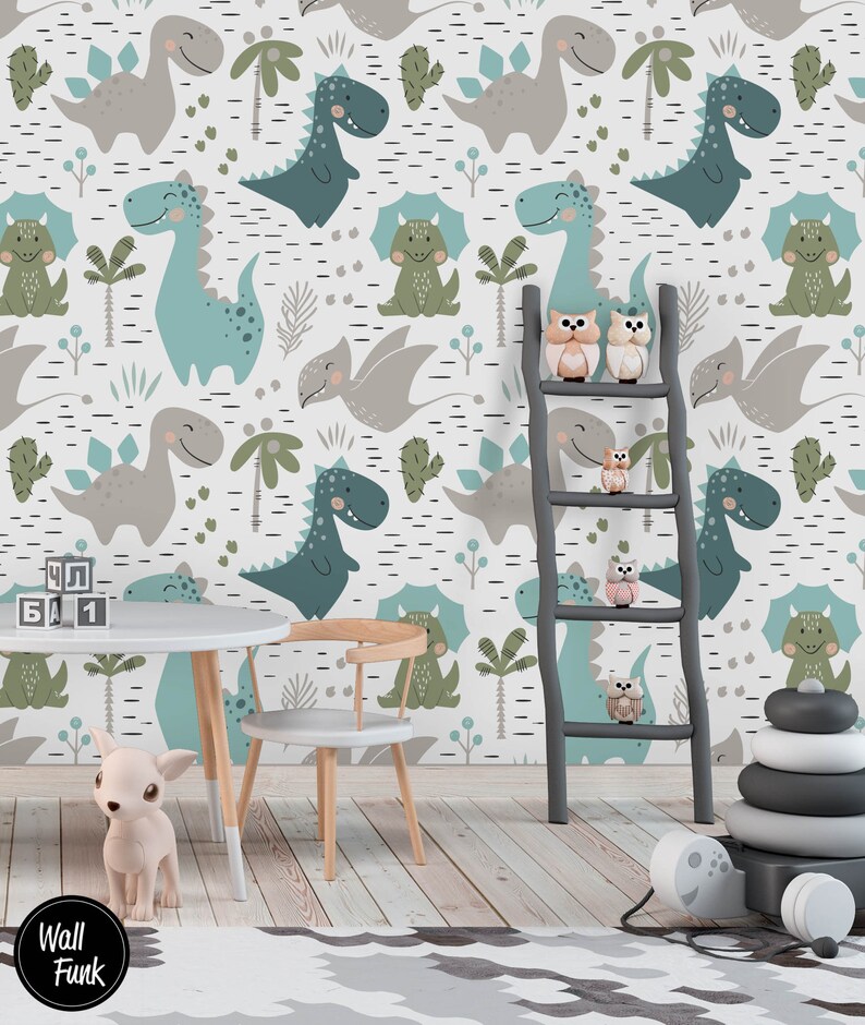 Dinosaur Wallpaper Removable Dinosaur Nursery Wallpaper Etsy