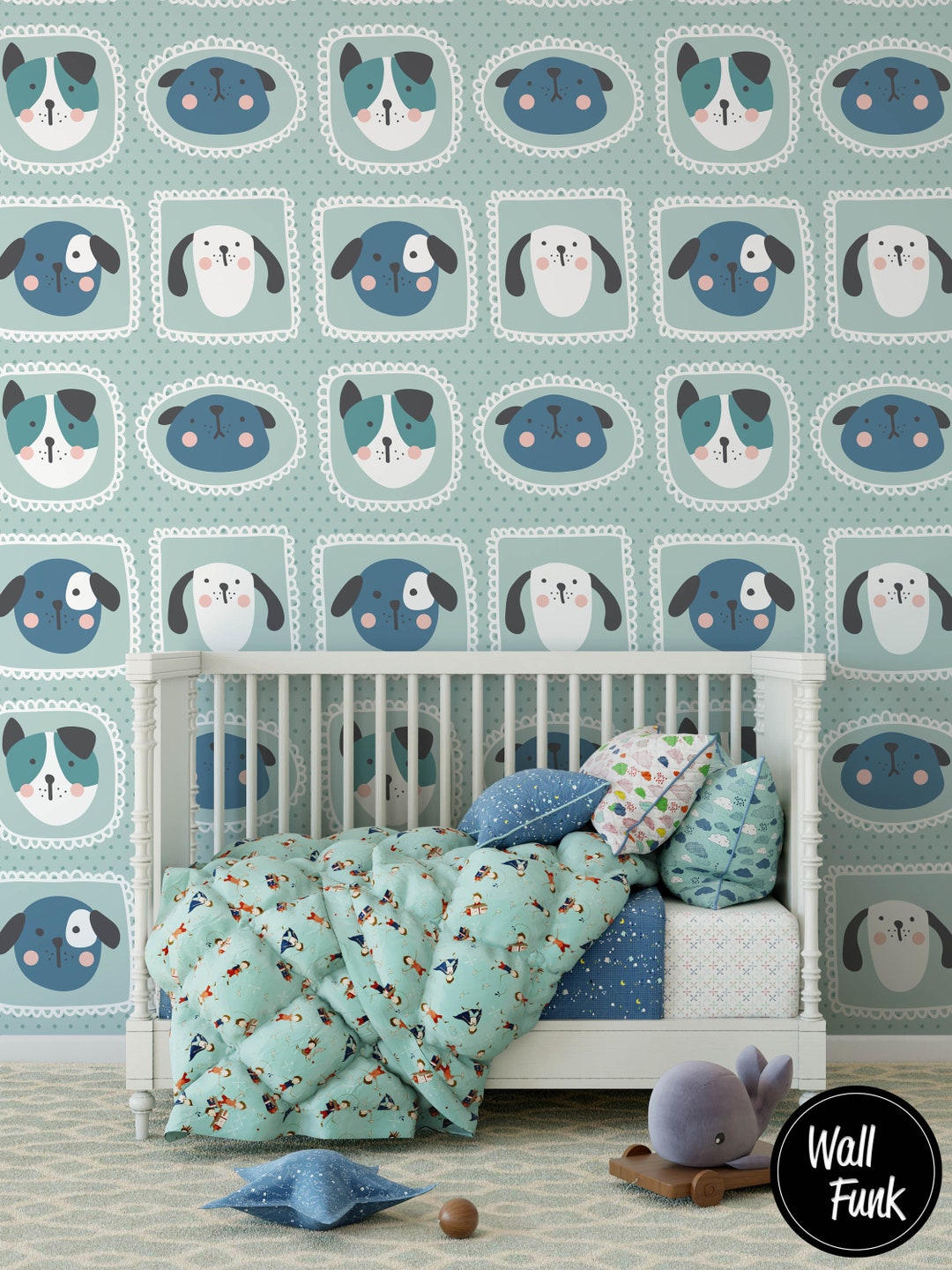Dog Nursery Wallpaper, Removable Wall Mural Nursery, Custom Nursery ...