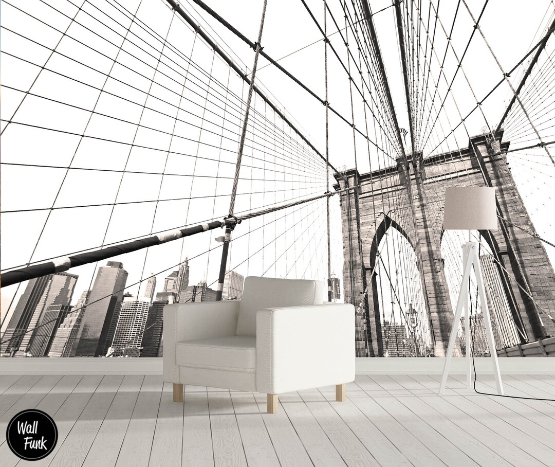 New York City Mural, Removable Brooklyn Bridge Wallpaper Mural, New