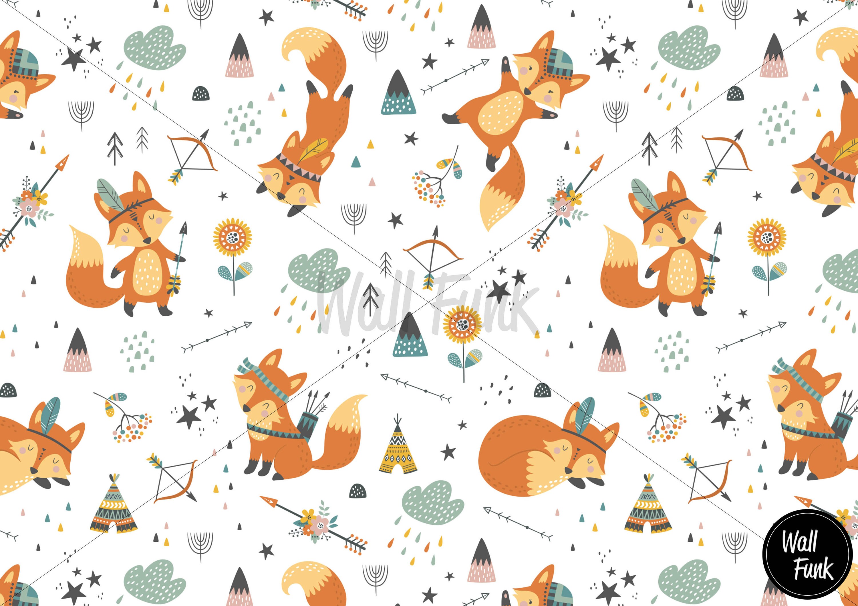 Boho Fox Nursery Wallpaper Removable Nursery Wallpaper Etsy