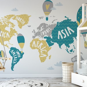 Weltkarte Kinderzimmer Tapete, Wandbild Weltkarte Tapete, benutzerdefinierte Kinderzimmer Tapete, Kinderzimmer Tapete, Kinderzimmer Tapete N #16