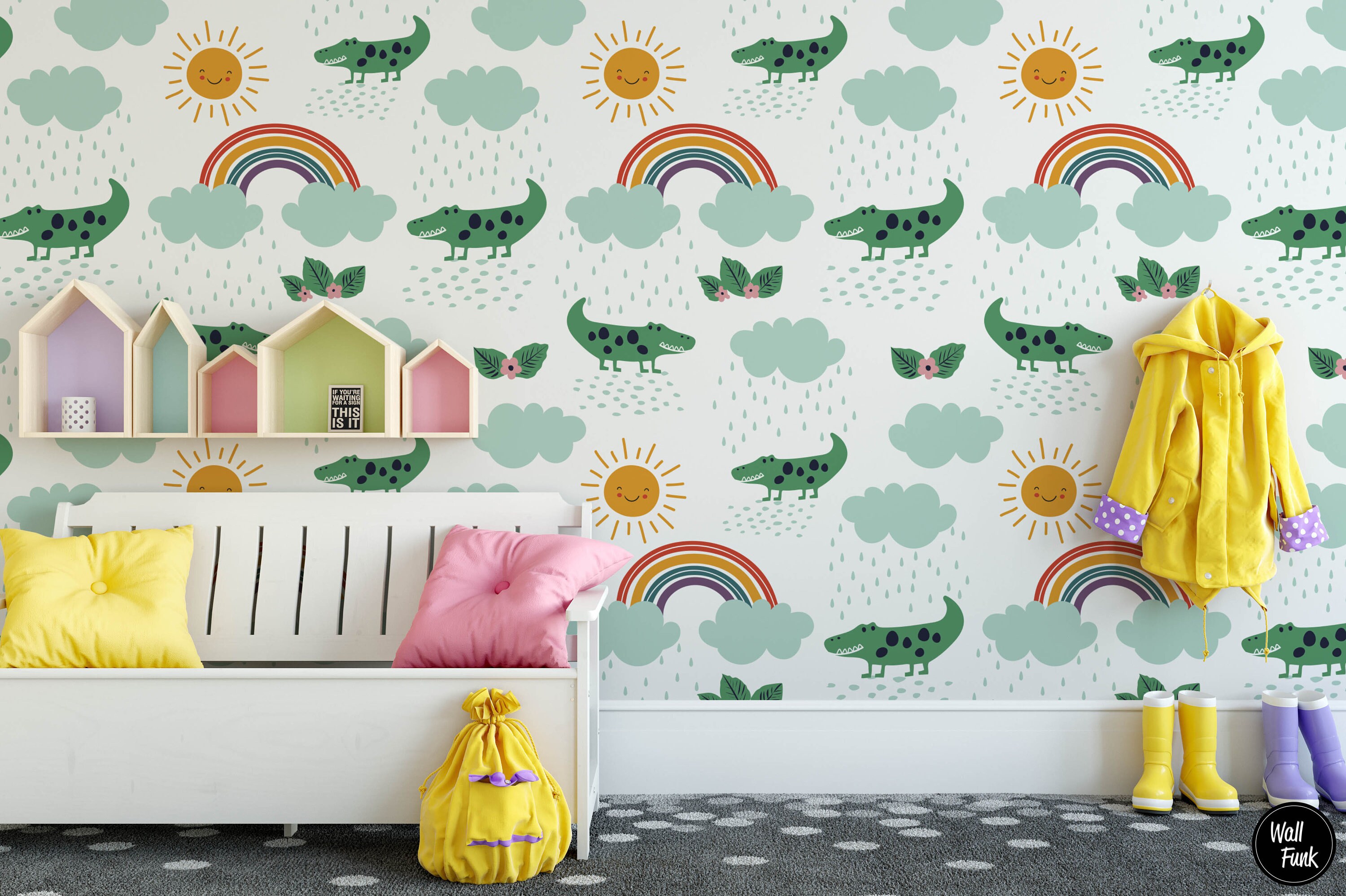 Rainbow Nursery Wallpaper Boho Nursery Rainbow Removable Etsy