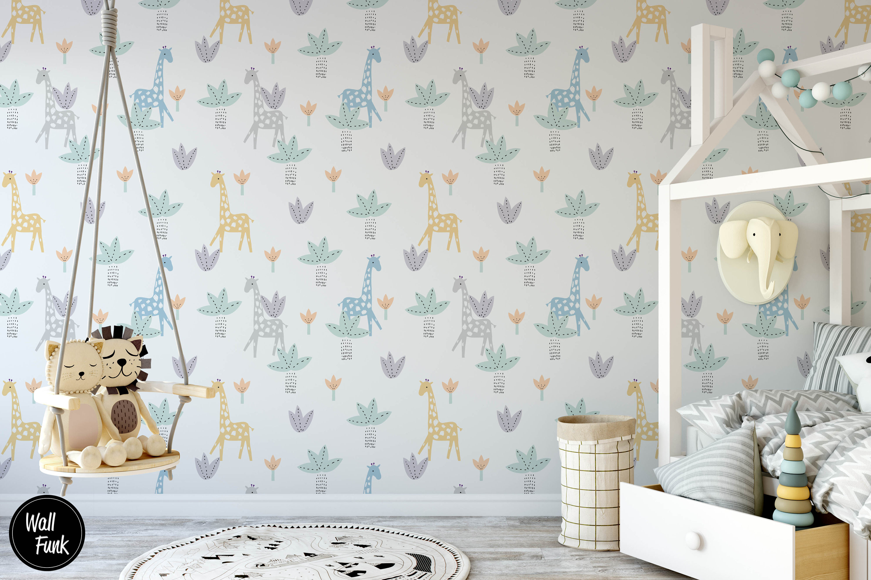 Safari Nursery Wallpaper Jungle Nursery Wallpaper Childrens Etsy UK