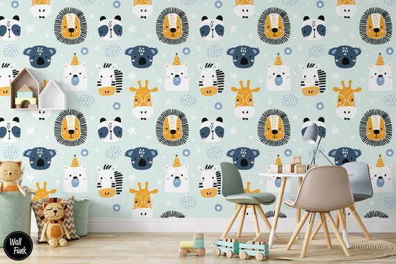 Safari Nursery Wallpaper Jungle Nursery Wallpaper Childrens - Etsy UK