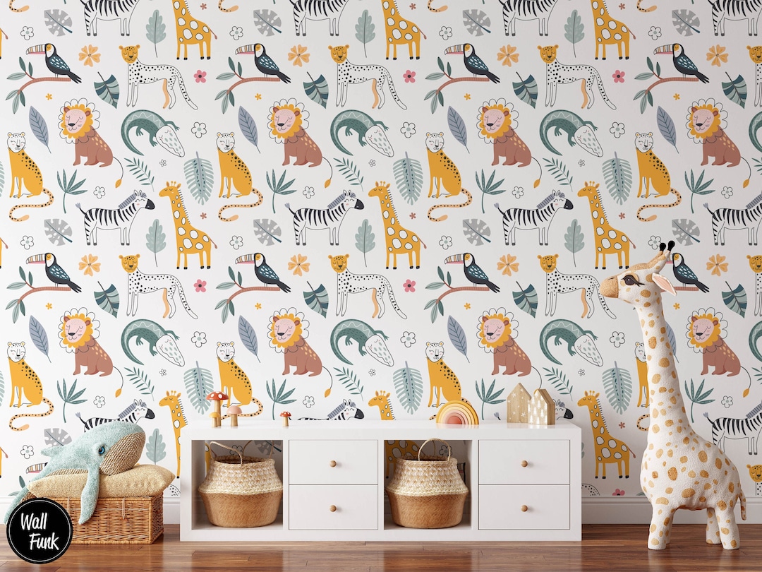 Safari Nursery Wallpaper, Jungle Nursery Wallpaper, Childrens Safari