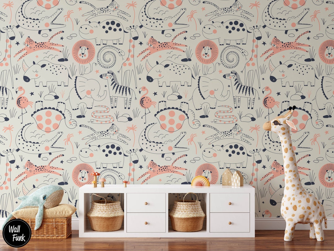 Safari Nursery Wallpaper, Jungle Nursery Wallpaper, Childrens Safari