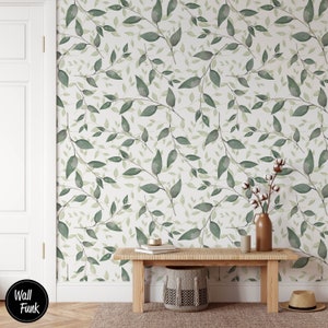 Fond d'écran floral amovible, bâton temporaire activé par l'eau sur le décor mural floral de papier peint, papier peint amovible floral, F #158