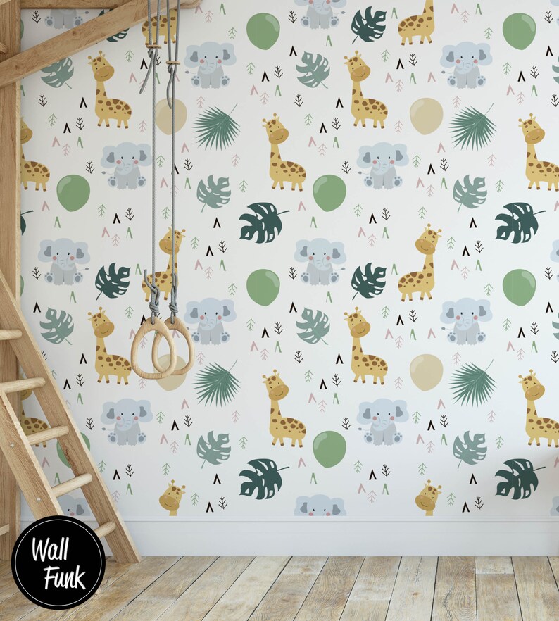 Safari Nursery Wallpaper Jungle Nursery Wallpaper Childrens Etsy UK