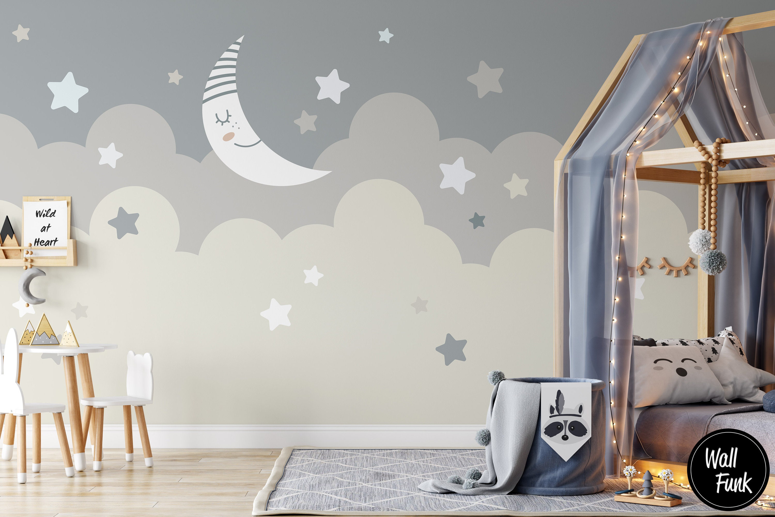 Stars and Moon Nursery Wallpaper Removable Nursery Wallpaper Etsy UK