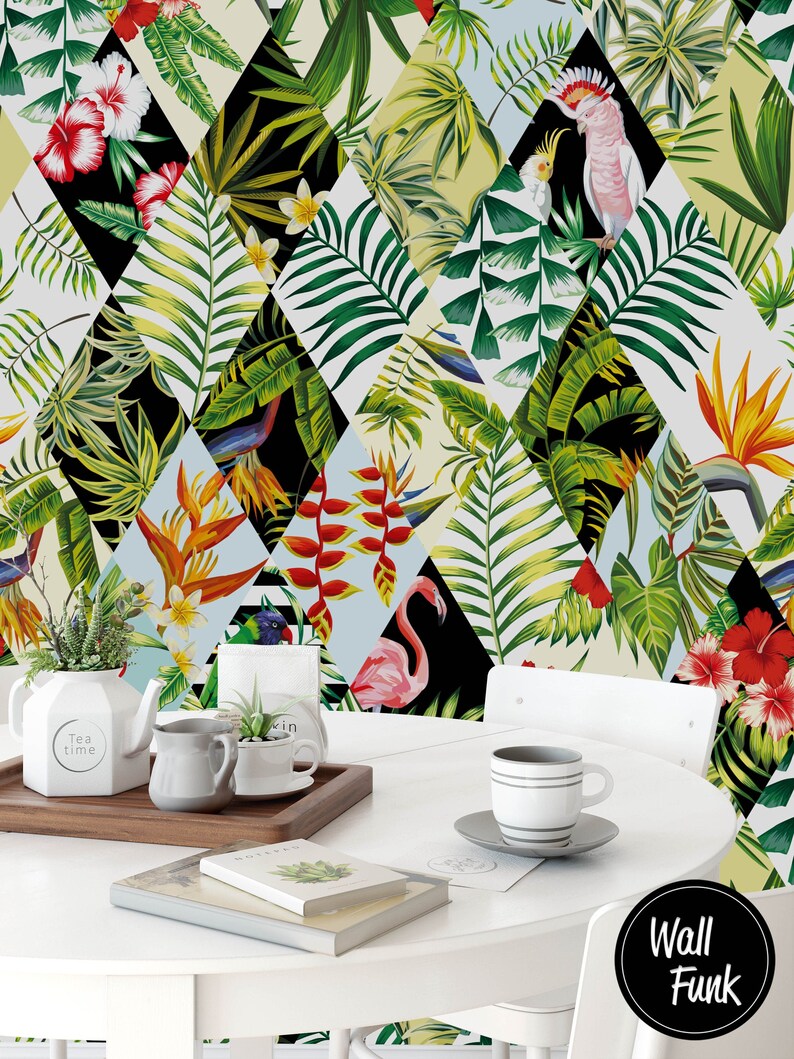 Banana Leaf Wallpaper Removable Banana Leaf Wallpaper Floral Etsy UK