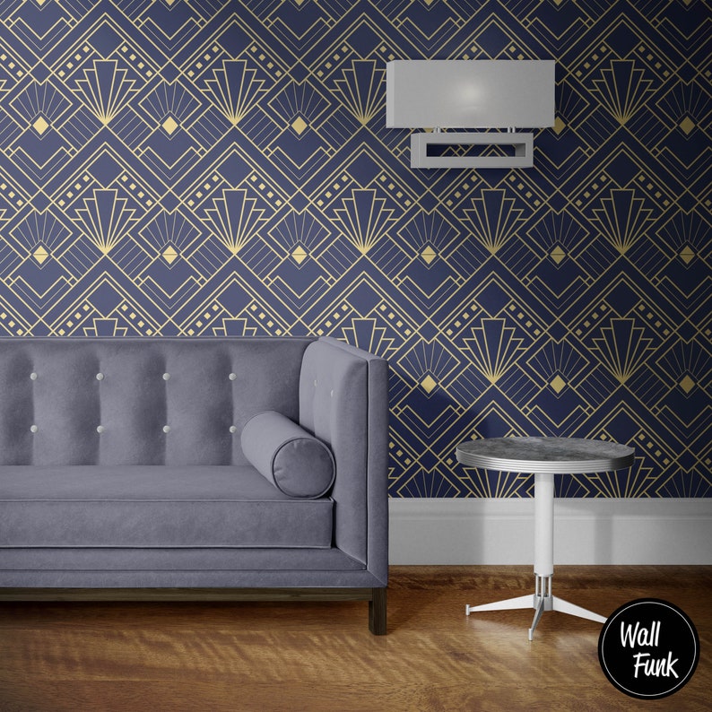 Art Deco Wallpaper Geometric Wallpaper Removable Geometric Etsy UK