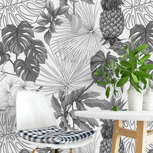 Papier peint floral amovible, bâton temporaire activé par l’eau sur papier peint Décor mural floral, papier peint amovible floral, F # 138