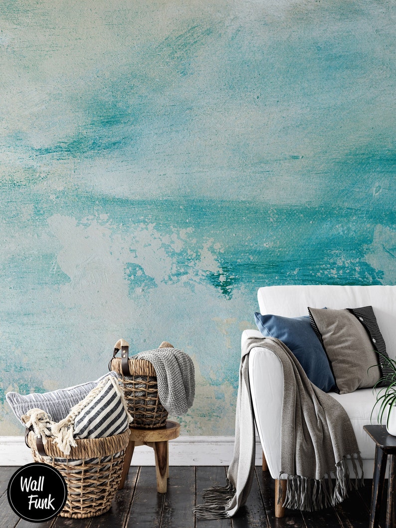 Removable Abstract Wallpaper Water Activated Temporary Stick Etsy