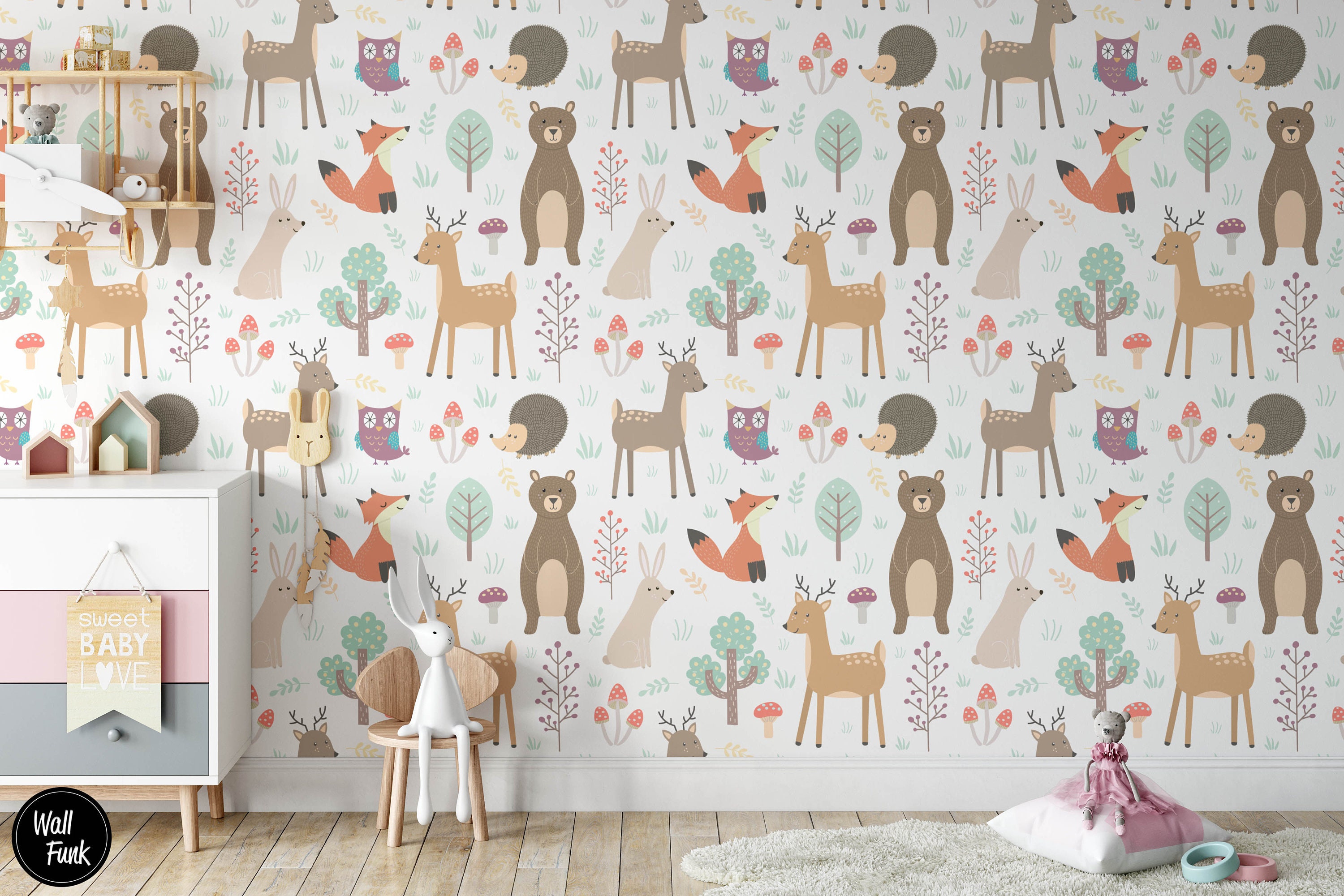 Woodland Nursery Wallpaper Removable Nursery Wallpaper Etsy UK