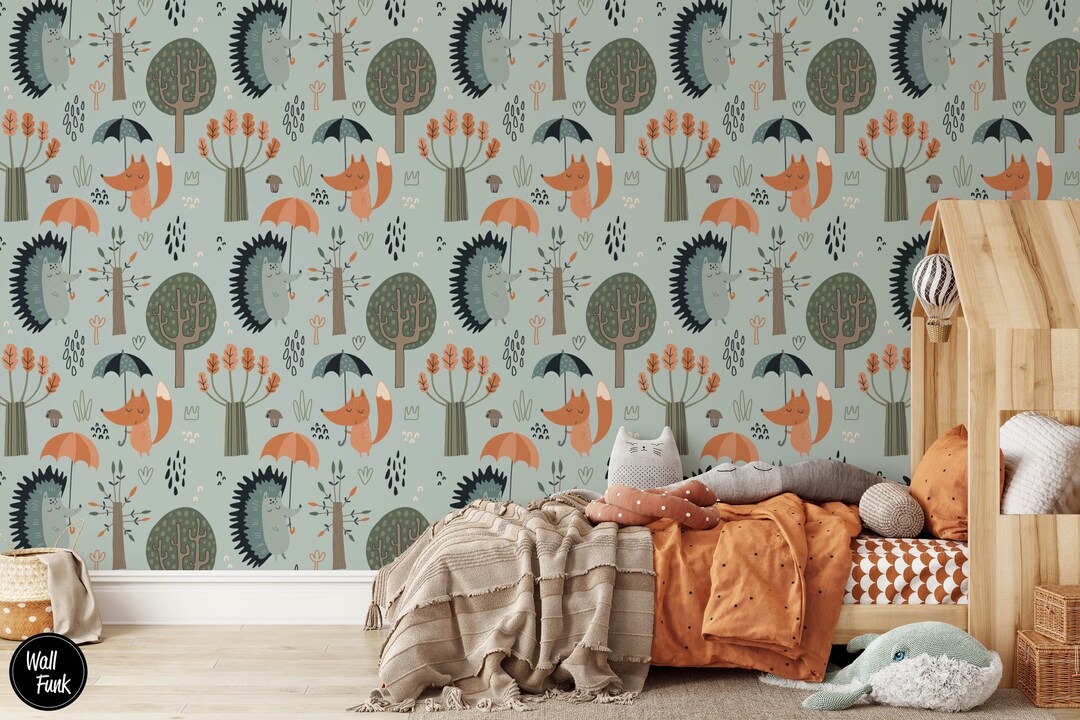 Forest Nursery Wallpaper, Removable Wall Mural Nursery, Custom Nursery ...