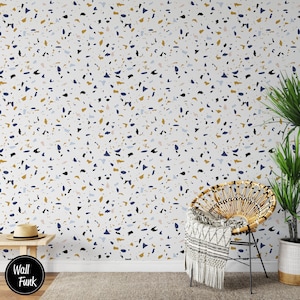 Terrazzo Removable Geometric Wallpaper, Water Activated Temporary Stick On Wallpaper Geometric Wall Decor, Removable Wallpaper, G#47