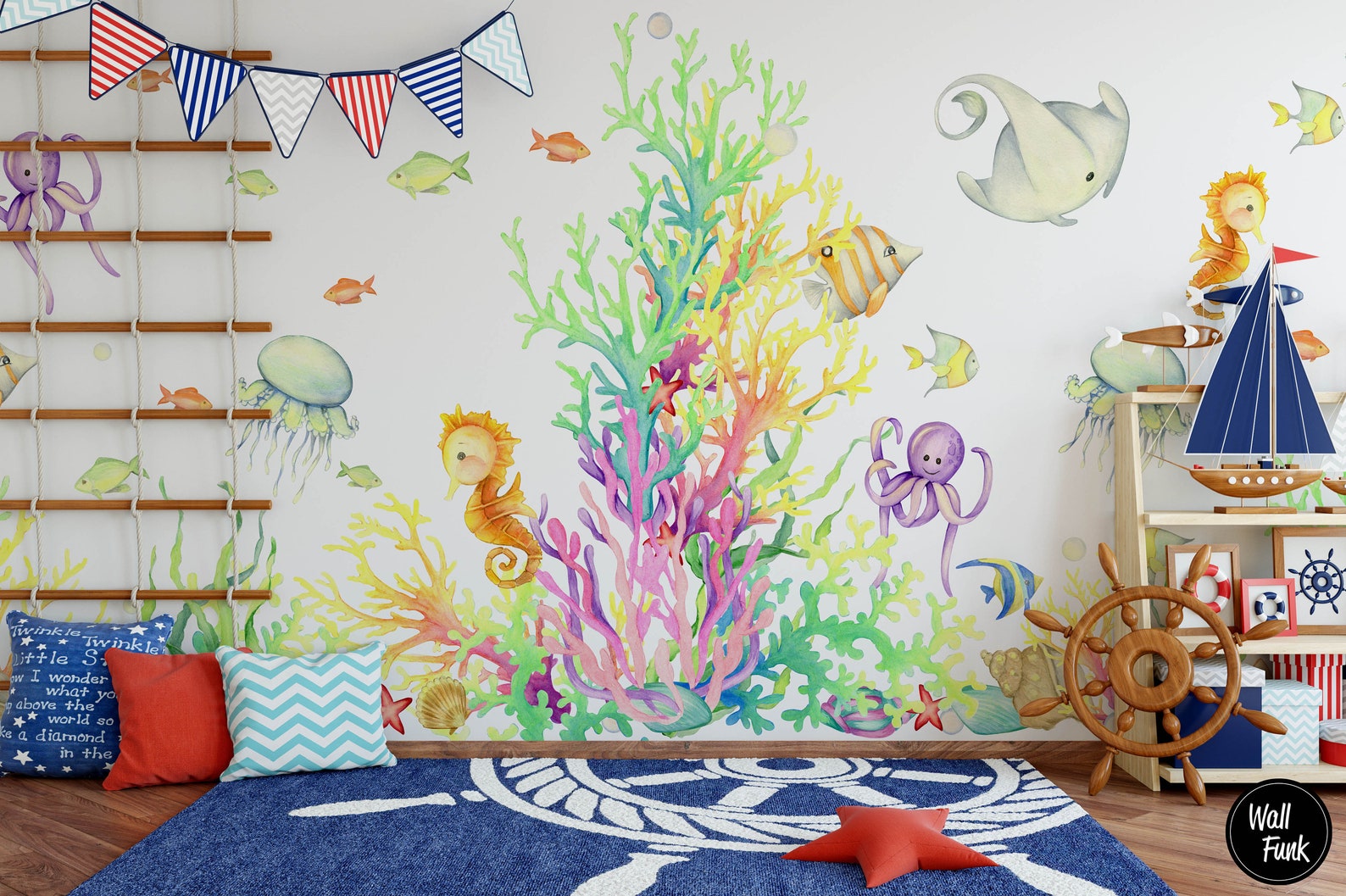 Ocean Nursery Wallpaper Nautical Removable Childrens Nursery - Etsy