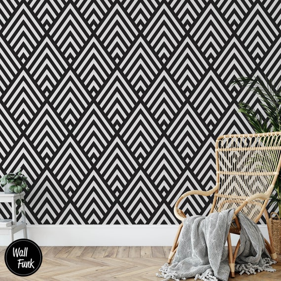 Black and White Wallpaper Geometric Wallpaper Modern - Etsy Canada Black and White Wallpaper Geometric Wallpaper Modern - Etsy Canada