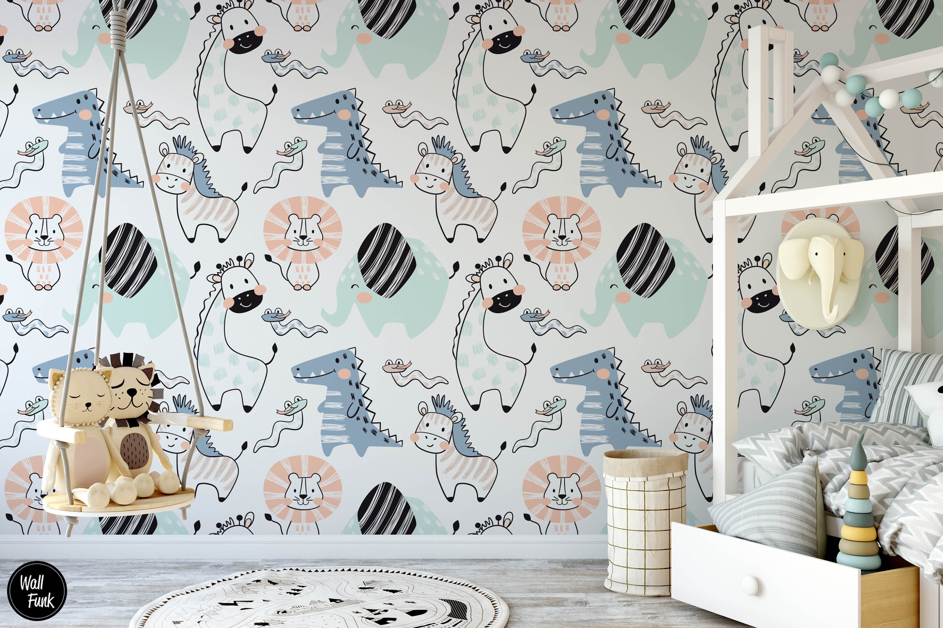 Safari Nursery Wallpaper Jungle Nursery Wallpaper Etsy