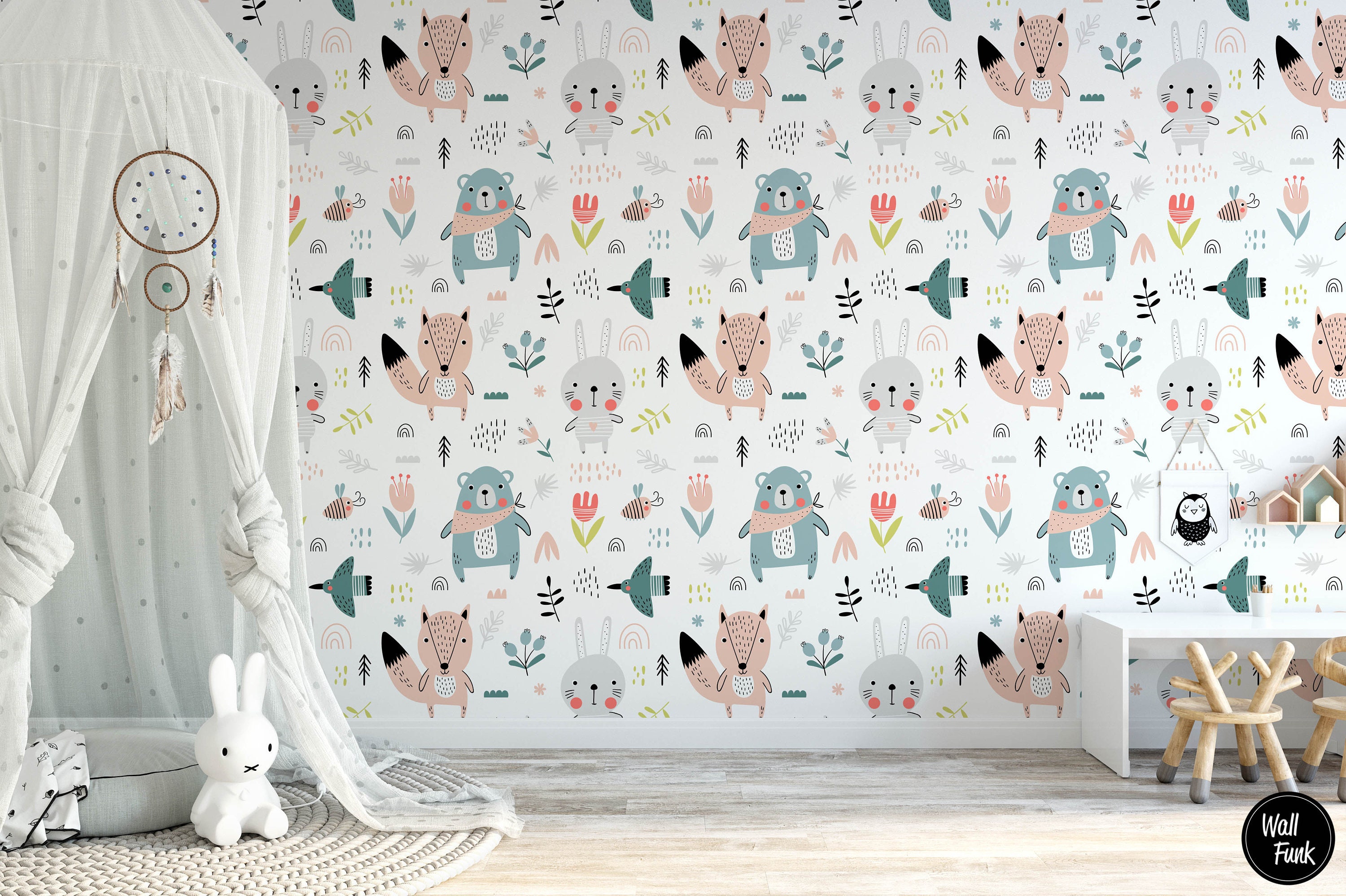Woodland Nursery Wallpaper Removable Nursery Wallpaper Etsy
