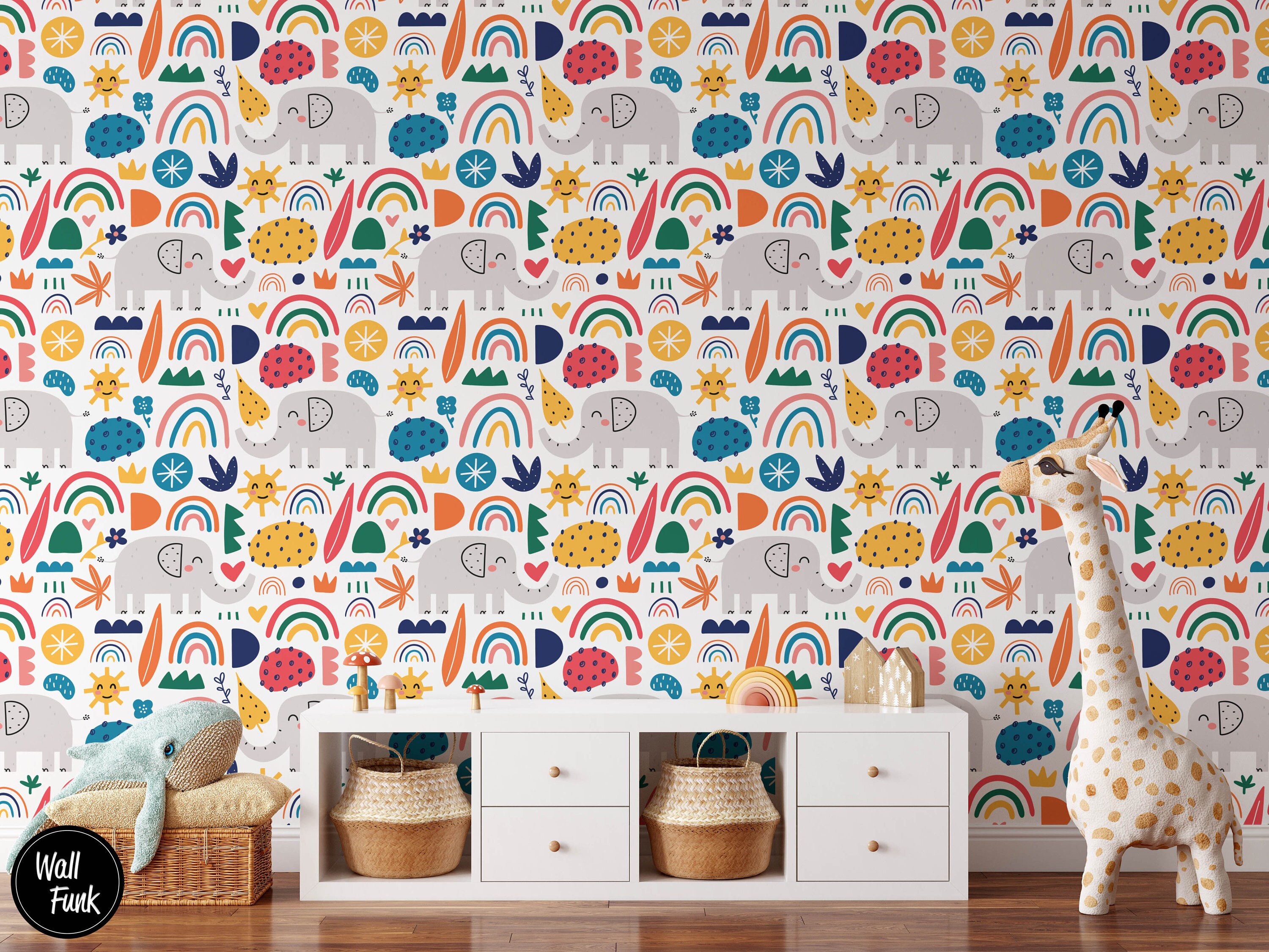 Elephant Nursery Wallpaper Nursery Wallpaper Removable Etsy