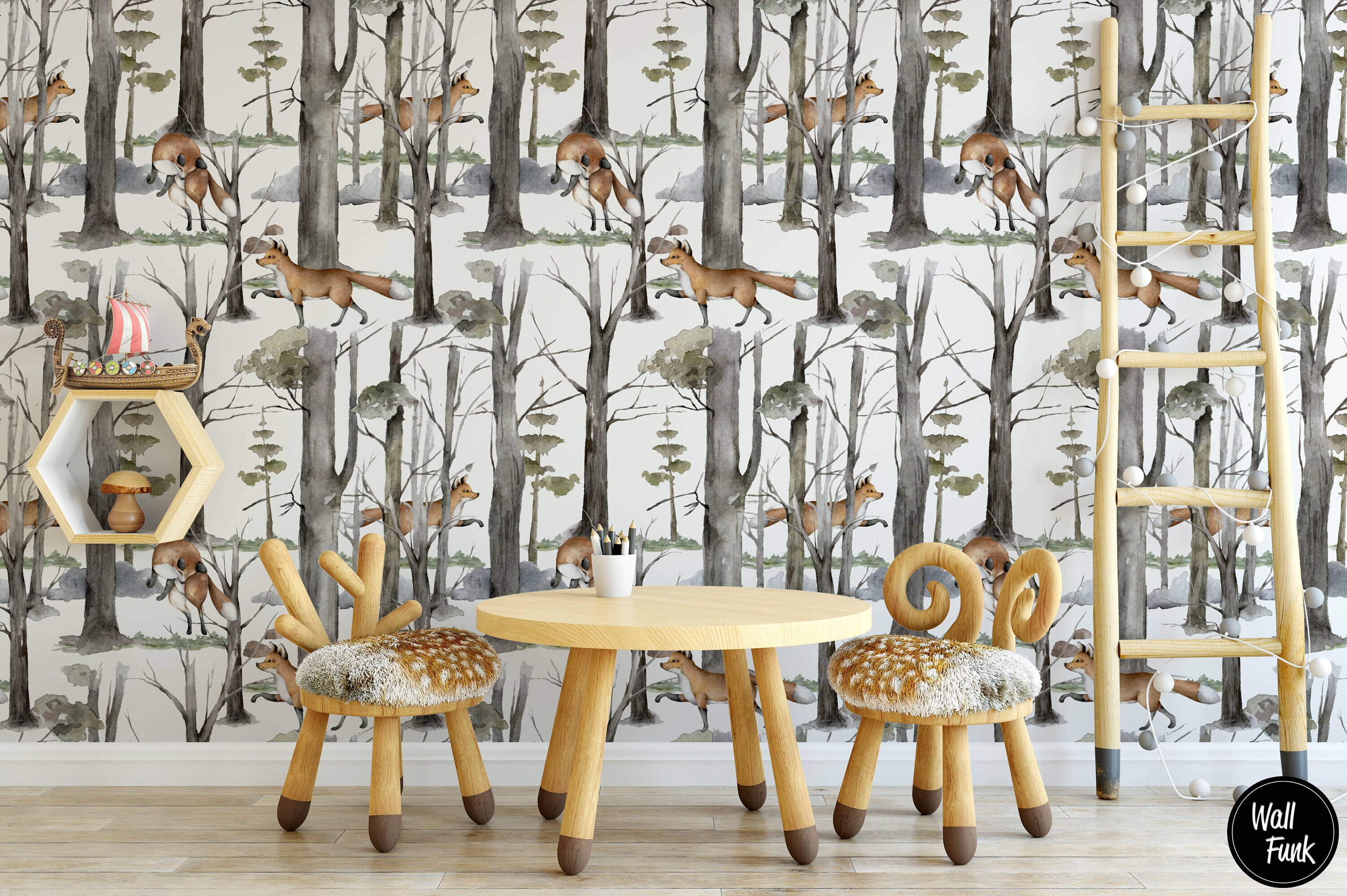 Forest Nursery Wallpaper Removable Wall Mural Nursery Custom - Etsy