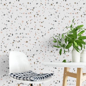 Terrazzo Removable Geometric Wallpaper Water Activated - Etsy