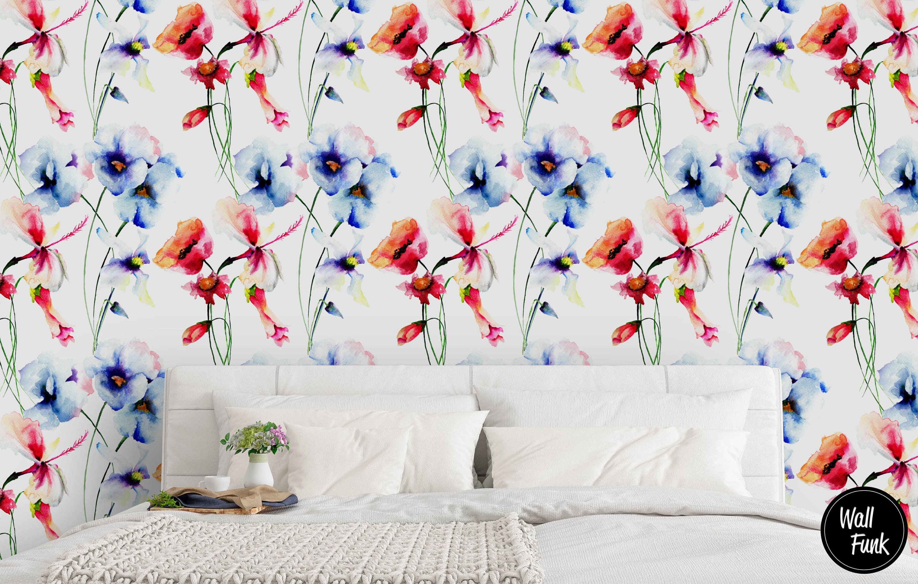 Poppy Floral Wallpaper Poppy Wallpaper Floral Wallpaper - Etsy UK