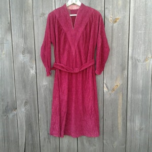80s Vintage dresses for women  Dark red Retro clothes womens clothing Velvet burgundy dress Long sleeve Party Size L or XL