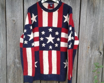American Flag Sweater Handmade for American Girl Doll Fourth of July Made in USA