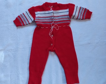 70s Jumpsuit For girl baby Romper 1980s Vintage Christmas Colorblok overalls Children 3M 6M Costume Kids Retro clothes Coveralls clothing