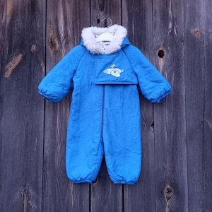 1980s Blue Jumpsuit For baby 90s Vintage insulated overalls Children Boy Snow suit Girl Costume Kids Retro clothes Winter clothing 74 12M 1T